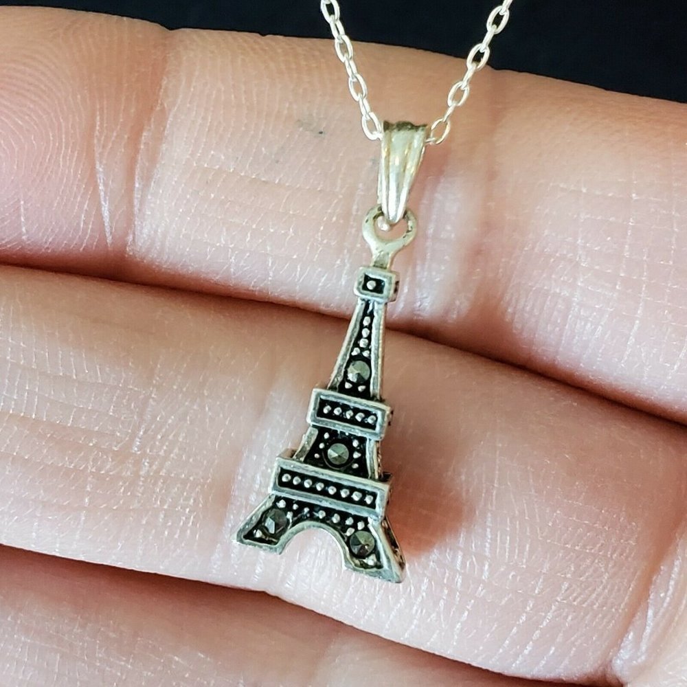 Silver Paris Eiffel Tower Pendant‎ Necklace 925